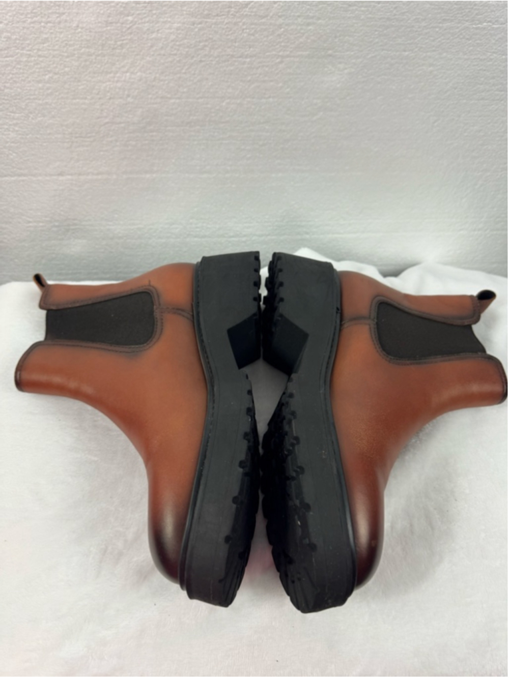 Steve Madden Brown Black Leather Trap Chelsea Ankle Boots Size 9 - Picture 7 of 9